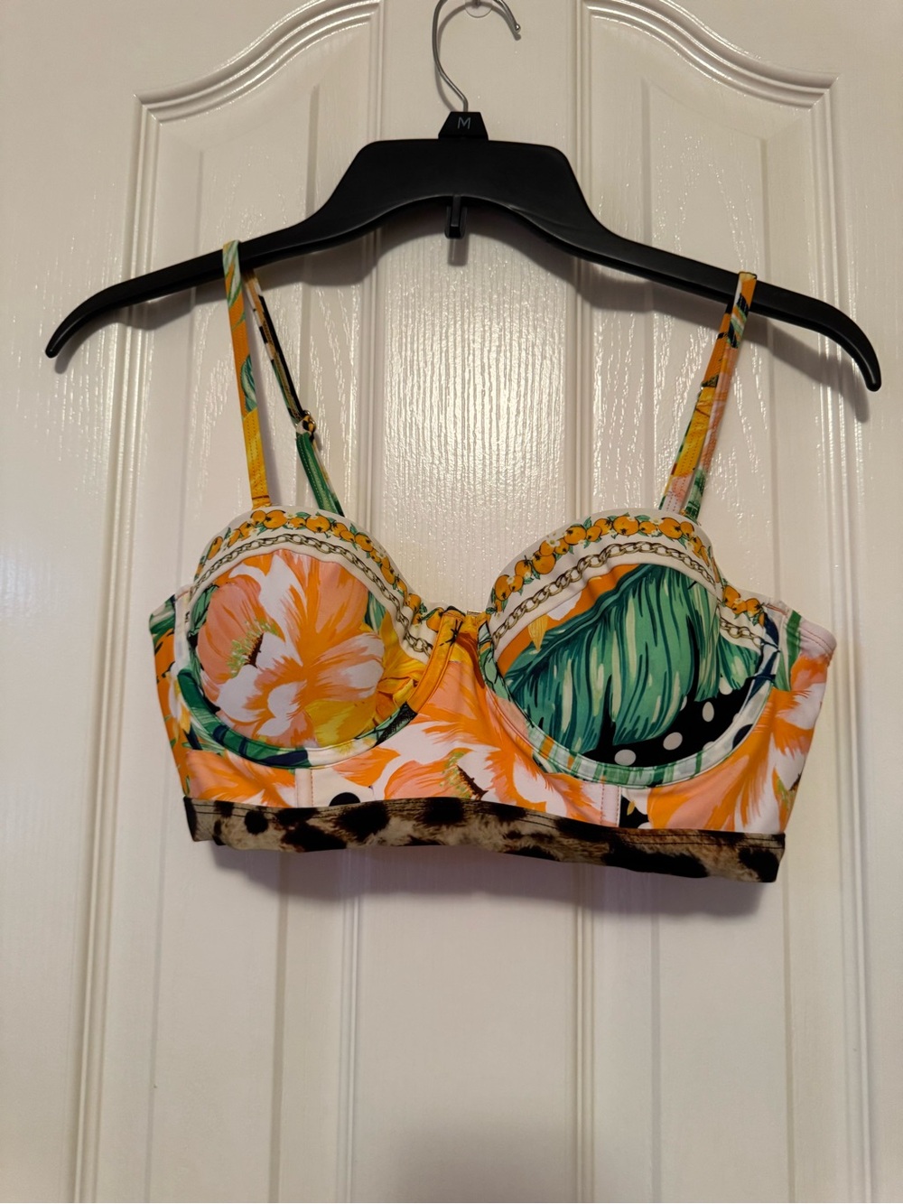 River Island Orange Floral Trim Underwire Crop Top